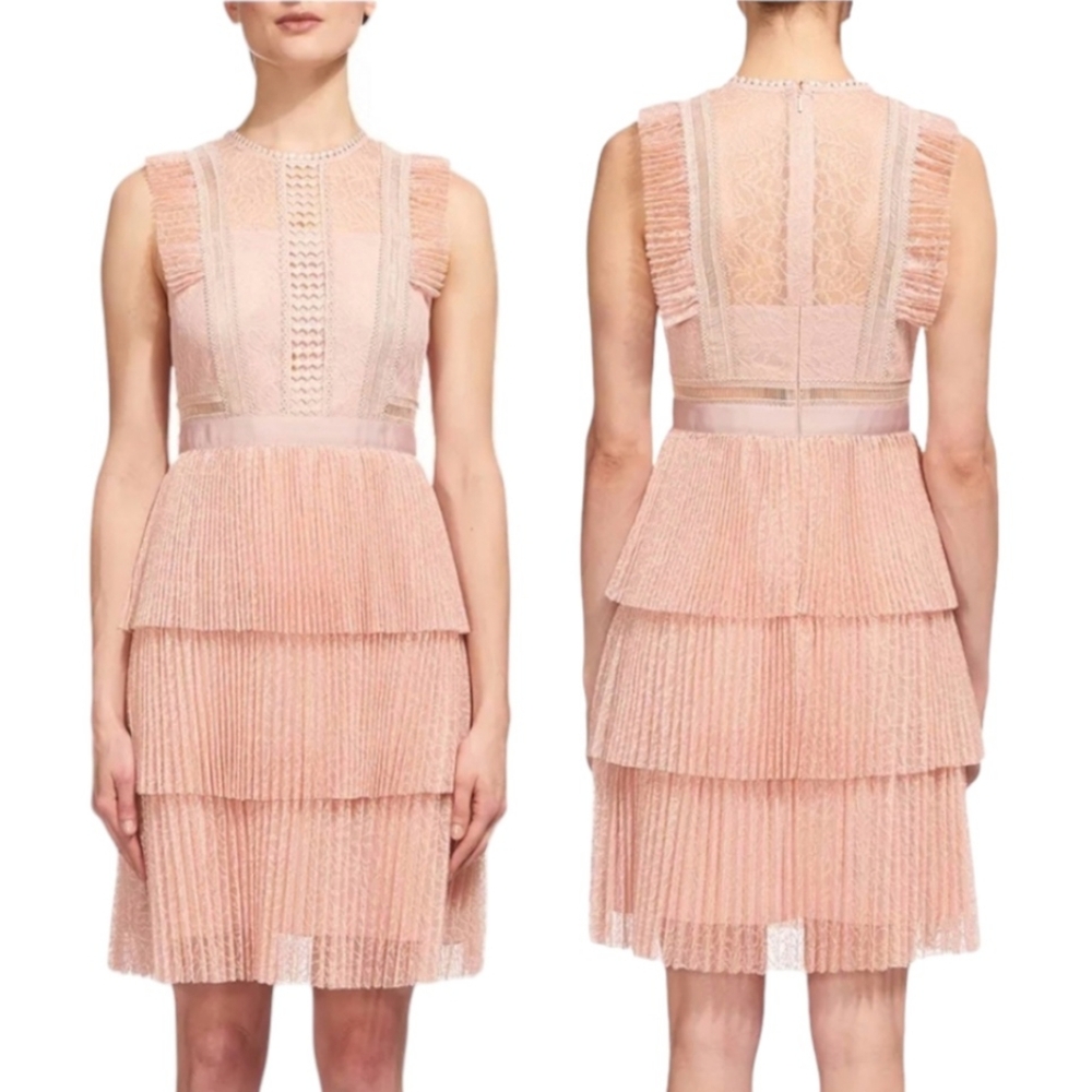 HEARTLOOM Anthropologie Lace Tiered Dress Dusty Rose Pink XS 0 2 NWOT - Picture 2 of 12